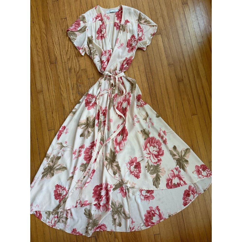Christy Dawn Autumn Wrap Dress in Deadstock Rose Floral Print – XL, Made in LA - Picture 3 of 8